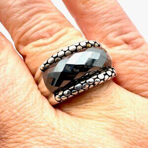 Michael Dawkins Ring Sterling Silver Black Hematite Size 9